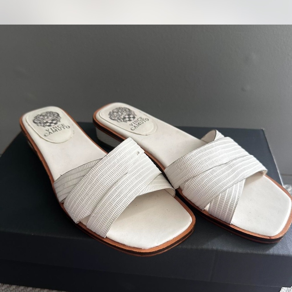 Vince Camuto White Slide Sandals